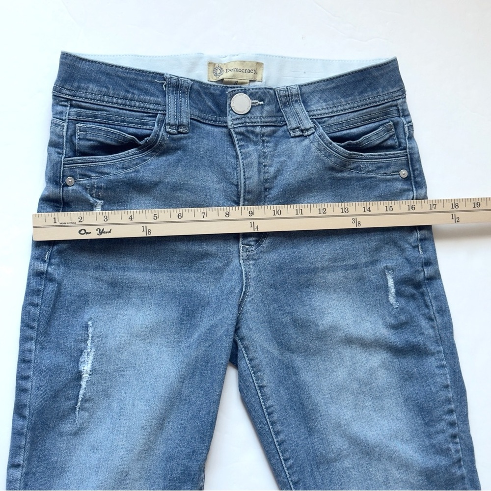 Democracy Ab Technology Skinny Jeans 8 Light Wash Stretch Raw Hem Distressed Mom - Picture 9 of 13